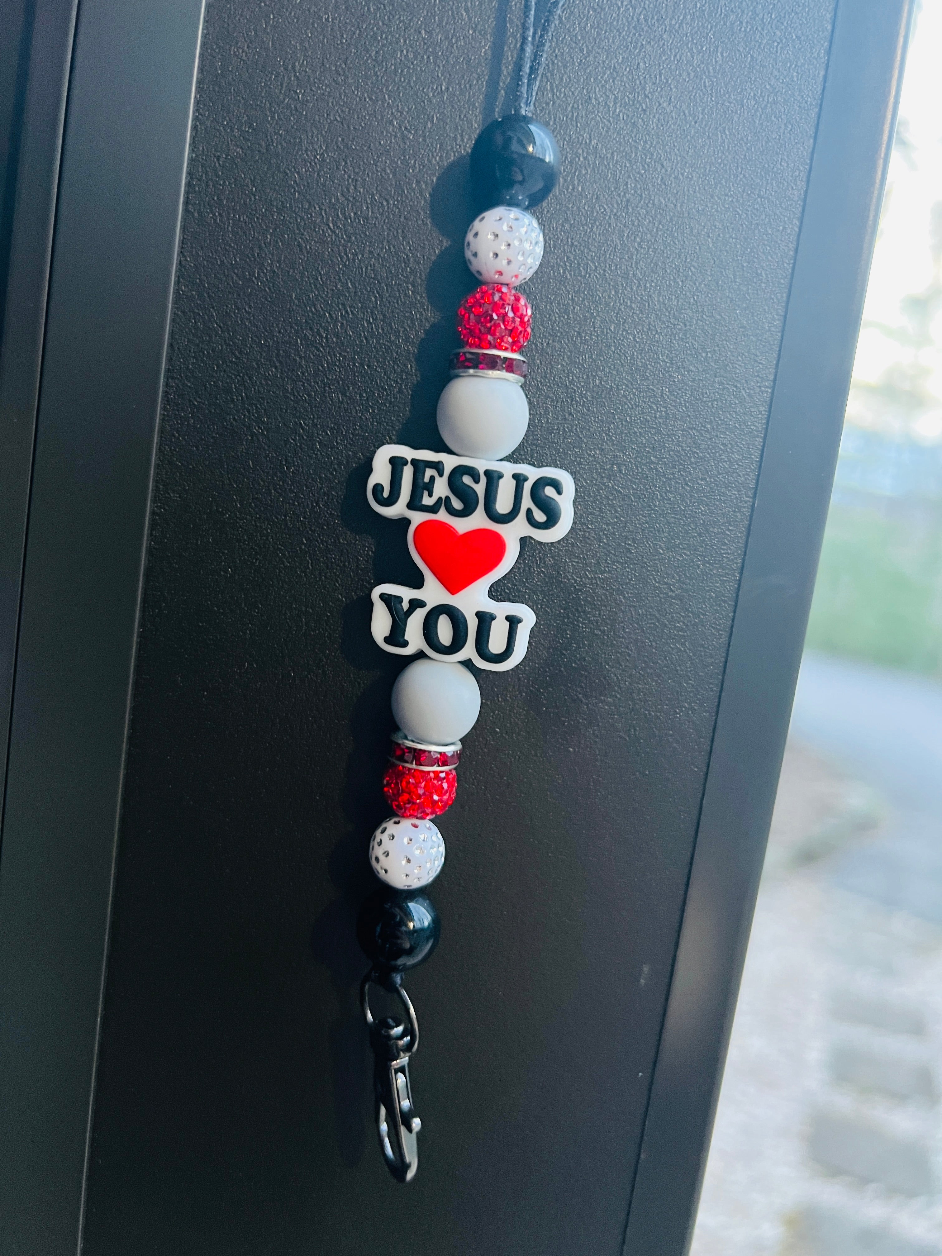 Jesus loves you car hanger
