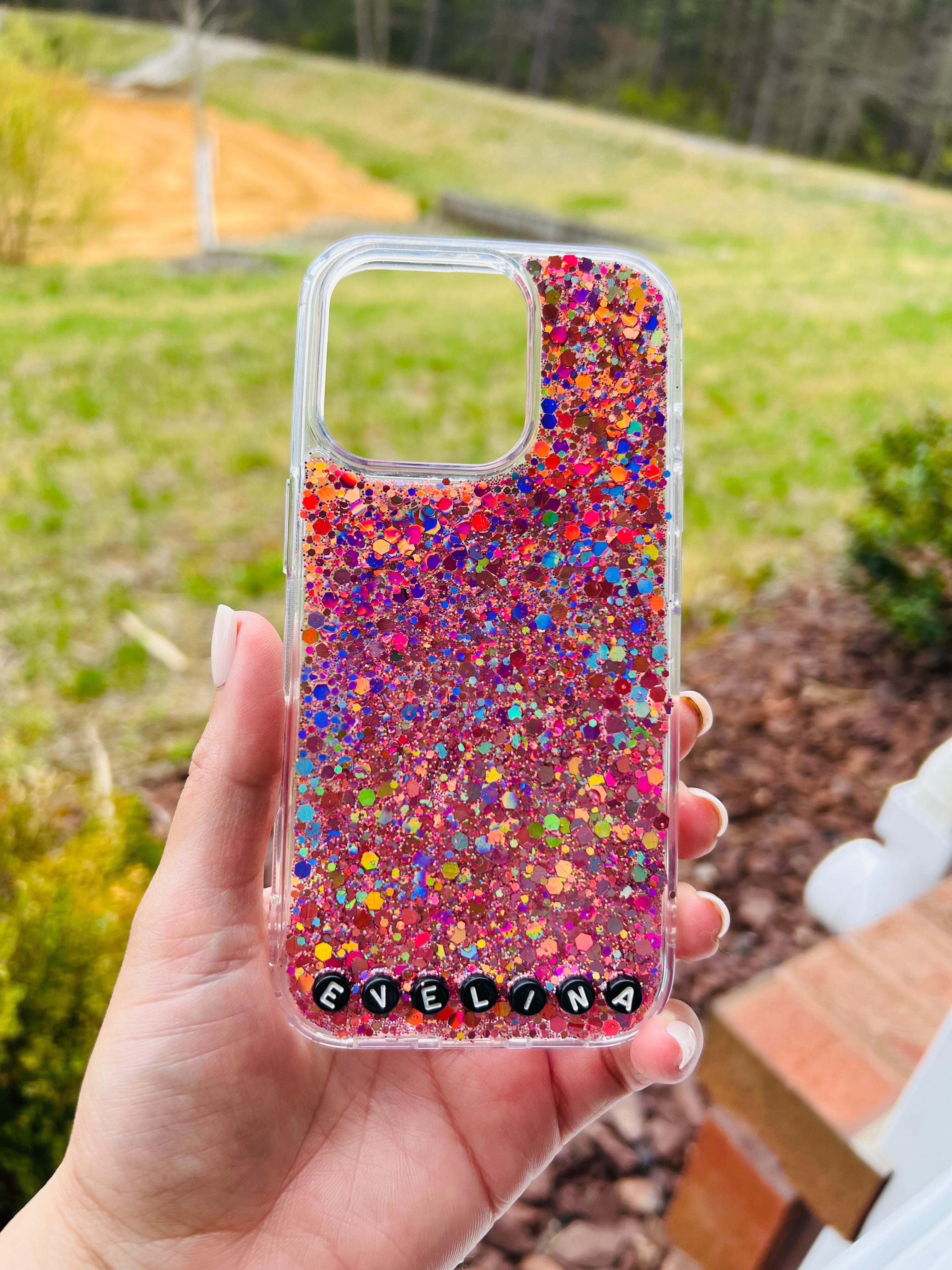 *NEW* glitter phone case with name (loop not included) *free shipping*