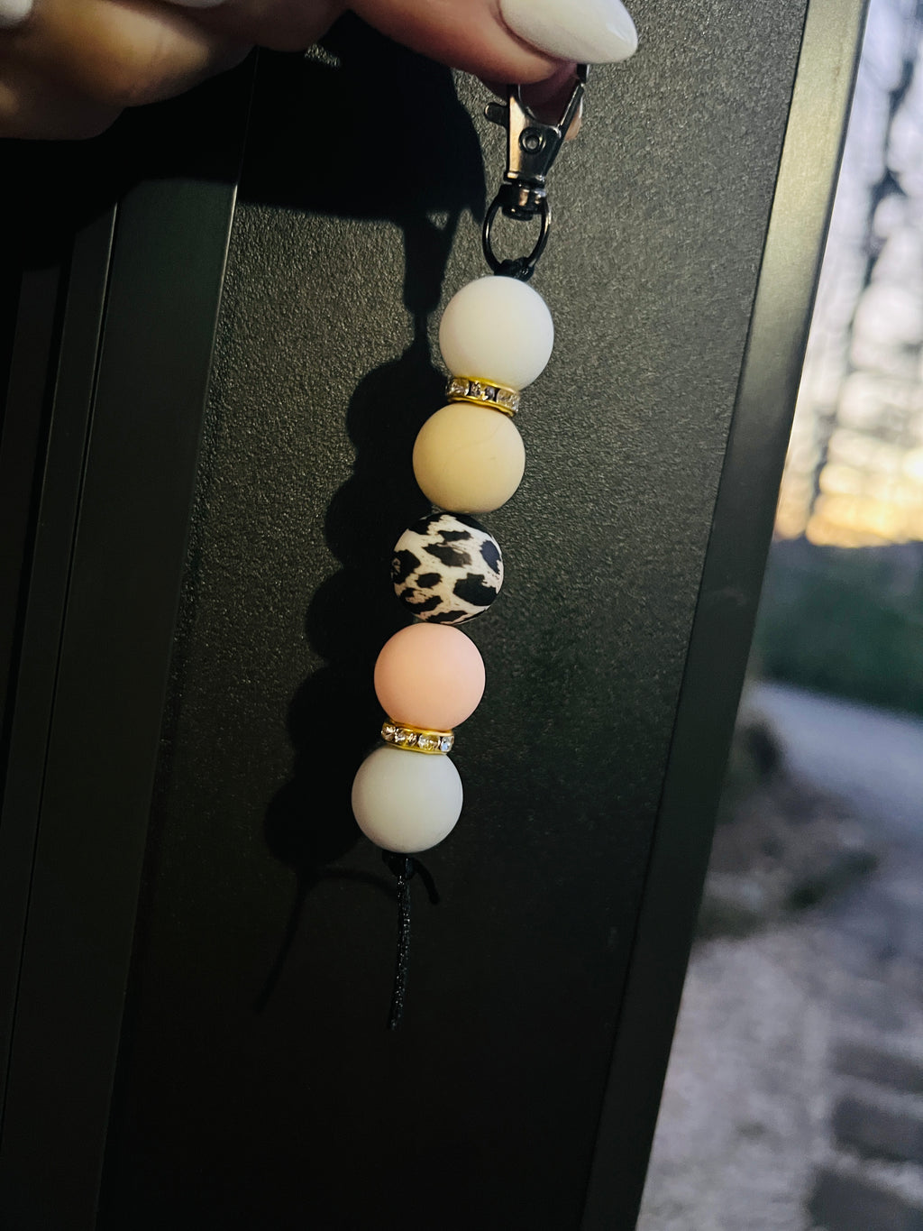 leopard sparkly keychain